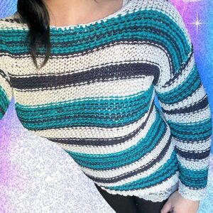 vtg y2k roxy coconut girl boho open knit stretchy sweater, sz md, RUNS SMALL